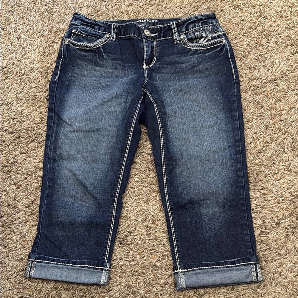 Maurices Blue Ankle Cropped Jeans with Cuffed Hem